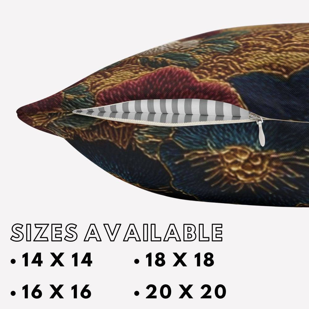Crane Faux Embroidery Pillow, Vintage Asian Bird Cushion, Ornate Floral Throw Pillow, Whimsical Textile Pillowcase, Elegant Nature Decor