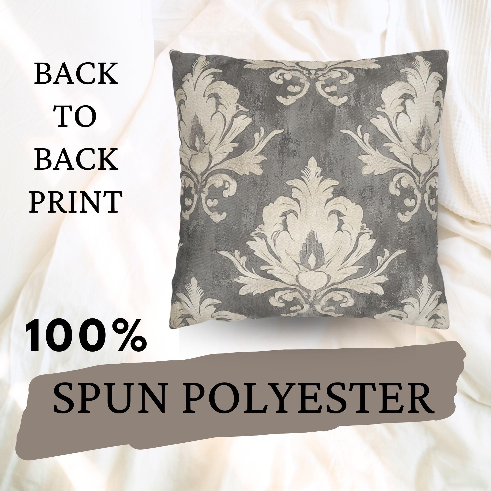 Vintage Gray Damask Pillow, Neutral Ornate Throw Pillow, Classic European Pattern Cushion, Elegant Farmhouse Pillowcase, Timeless Home Decor