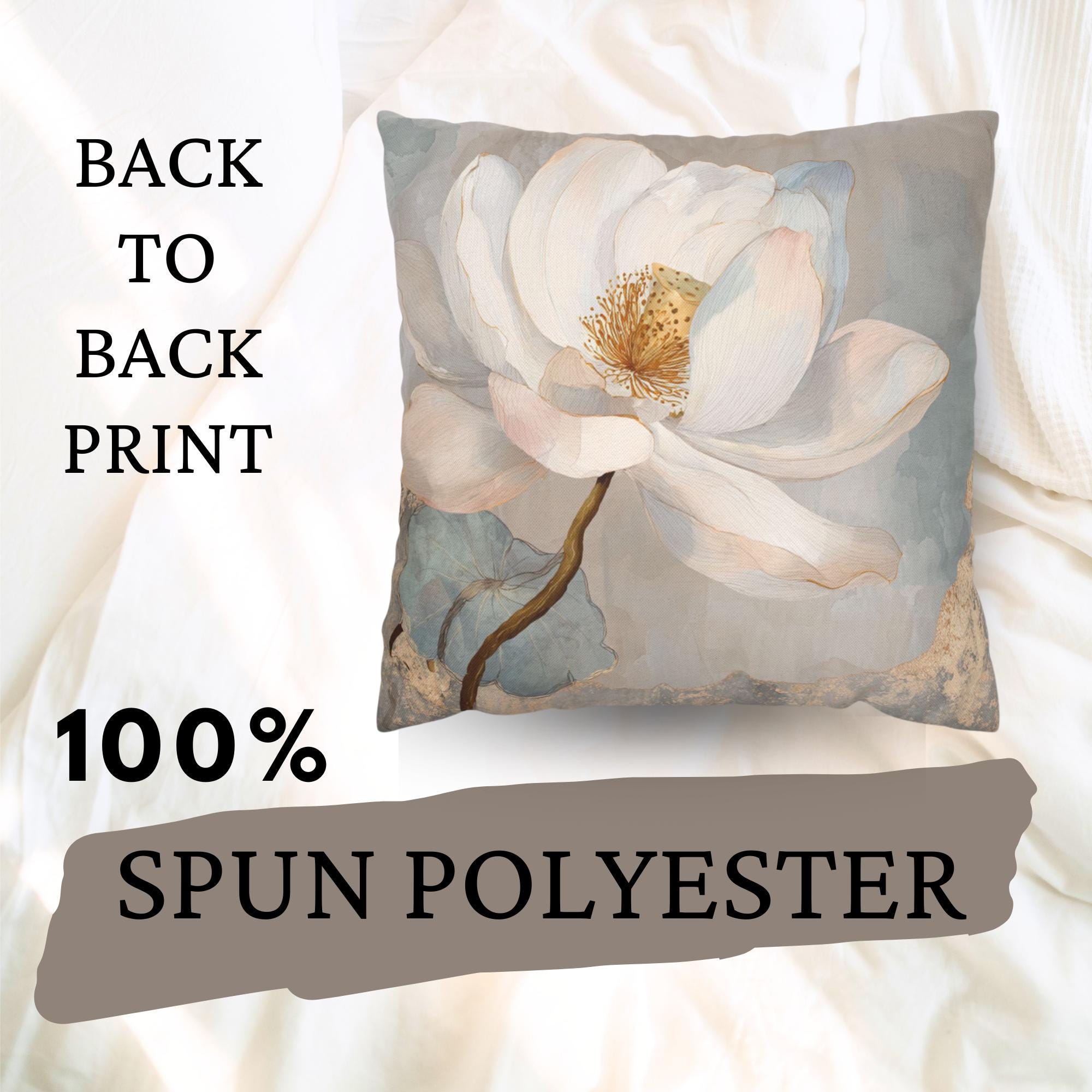 White Lotus Flower Pillow, Soft Neutral Floral Throw Pillow, Elegant Botanical Cushion, Serene Nature Pillowcase, Minimal Cottage Decor