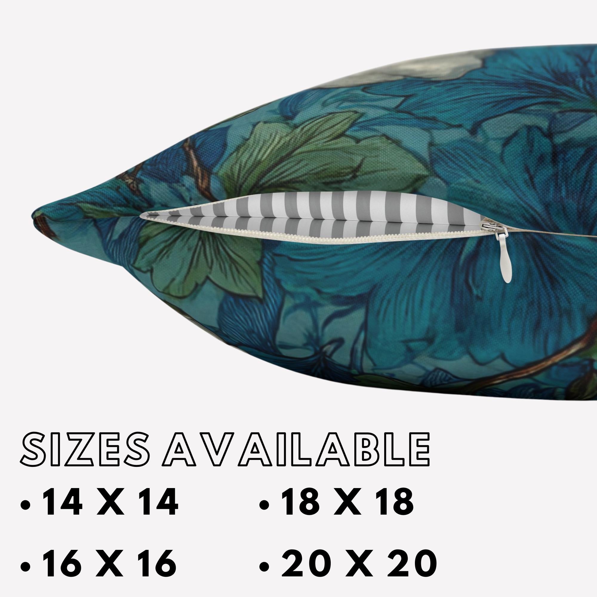 White Magnolia Pillow, Teal Botanical Floral Throw Pillow, Vintage Garden Cushion, Elegant Nature Pillowcase, Classic Cottage Decor