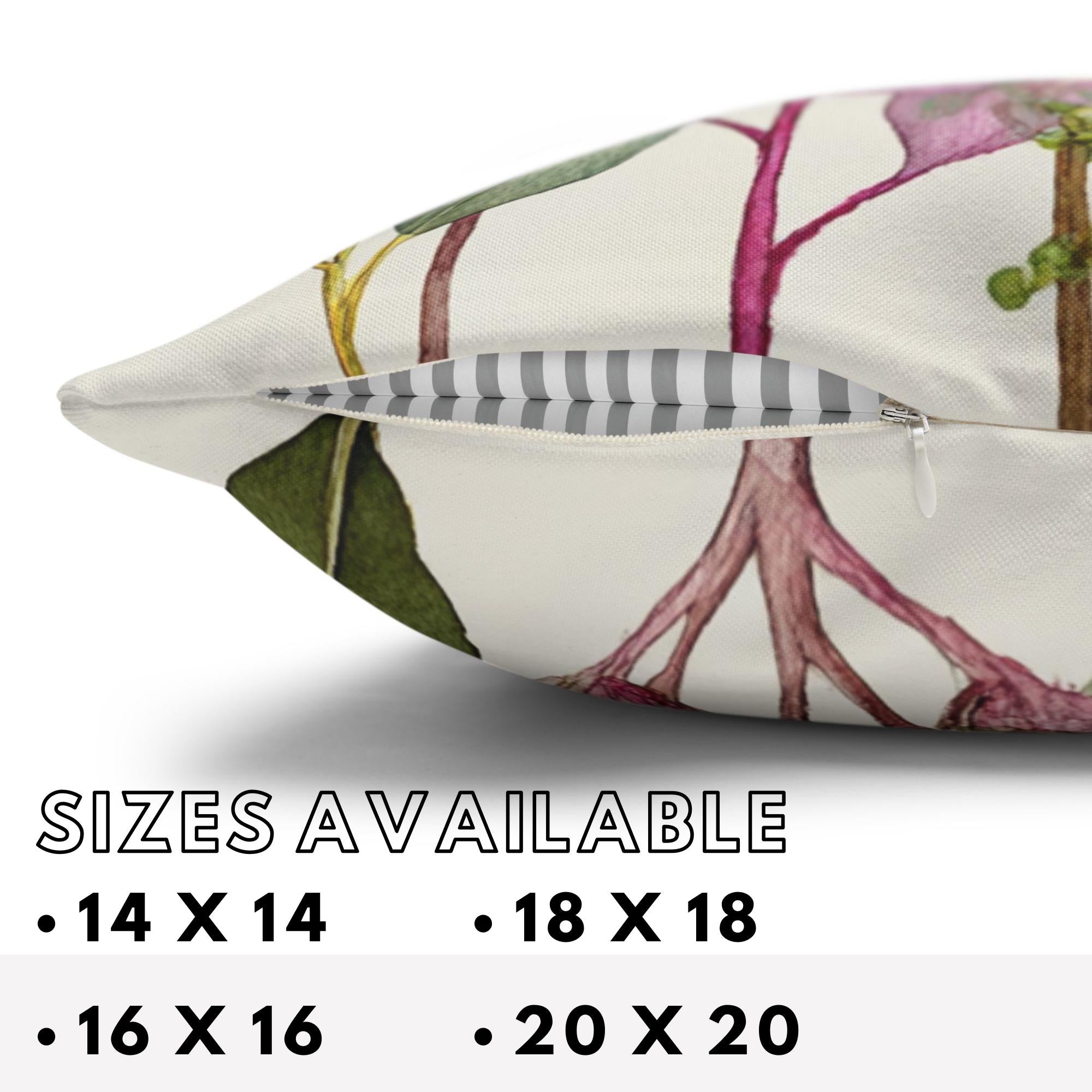 Pink Botanical Pillow, Soft Watercolor Floral Throw Pillow, Pastel Garden Nature Cushion, Cottage Bloom Pillowcase, Serene Home Decor