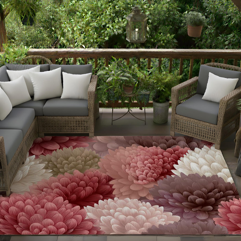 Blush Floral Area Rug, Dusty Rose Peony Carpet, Romantic Pink Botanical Floor Decor, Feminine Bedroom Living Room Accent Rug