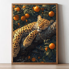 Leopard Wall Art, Botanical Jungle Wildlife Framed Canvas, Vintage Animal Home Decor, William Morris Style Artwork, Safari Lover Gift