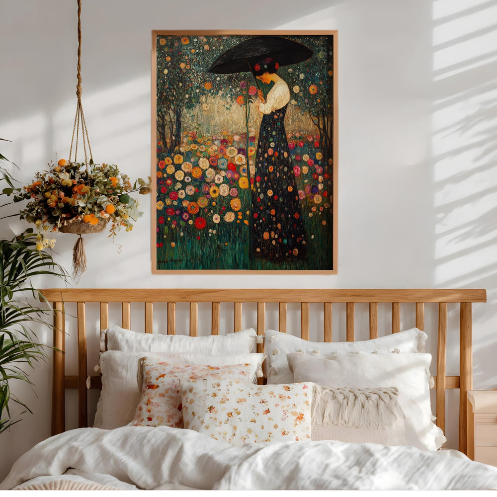Floral Garden Wall Art, Romantic Woman Portrait Print, Vintage Inspired Framed Canvas, Cottage Botanical Home Decor, Elegant Bloom Accent