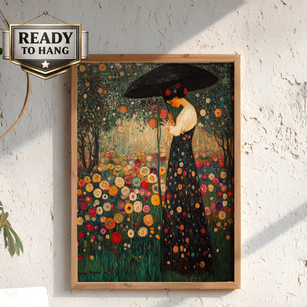 Floral Garden Wall Art, Romantic Woman Portrait Print, Vintage Inspired Framed Canvas, Cottage Botanical Home Decor, Elegant Bloom Accent