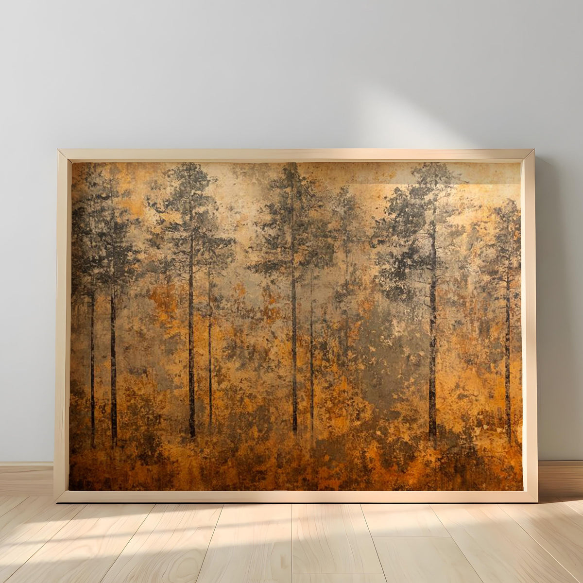 Vintage Woodland Landscape Wall Art, Rustic Pine Forest Canvas Print, Nature Landscape Decor, Cabin Lodge Wall Art