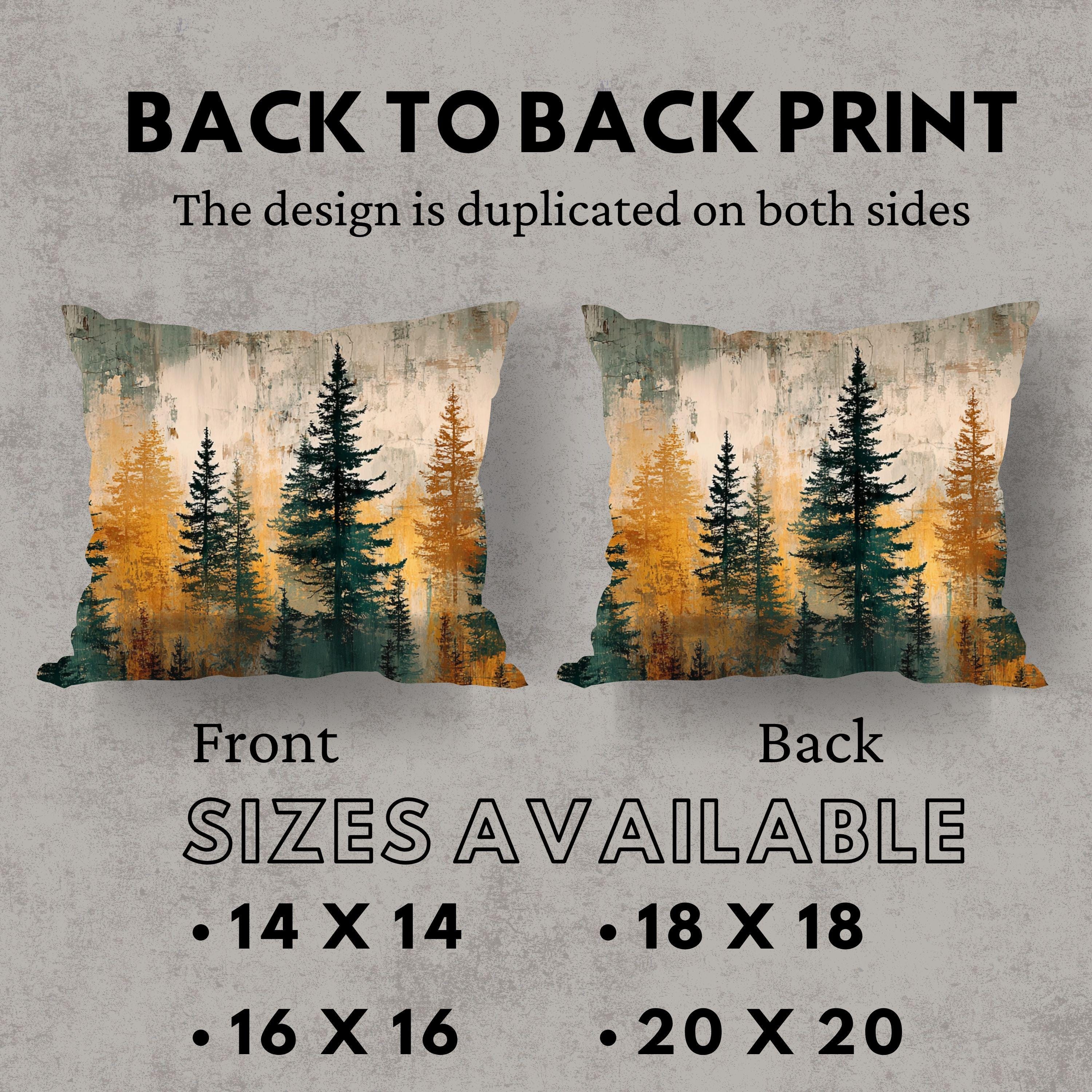 Rustic Forest Throw Pillow, Woodland Tree Cushion Cover, Lodge Cabin Decor, Nature Inspired Accent Pillow, Autumn Evergreen Design