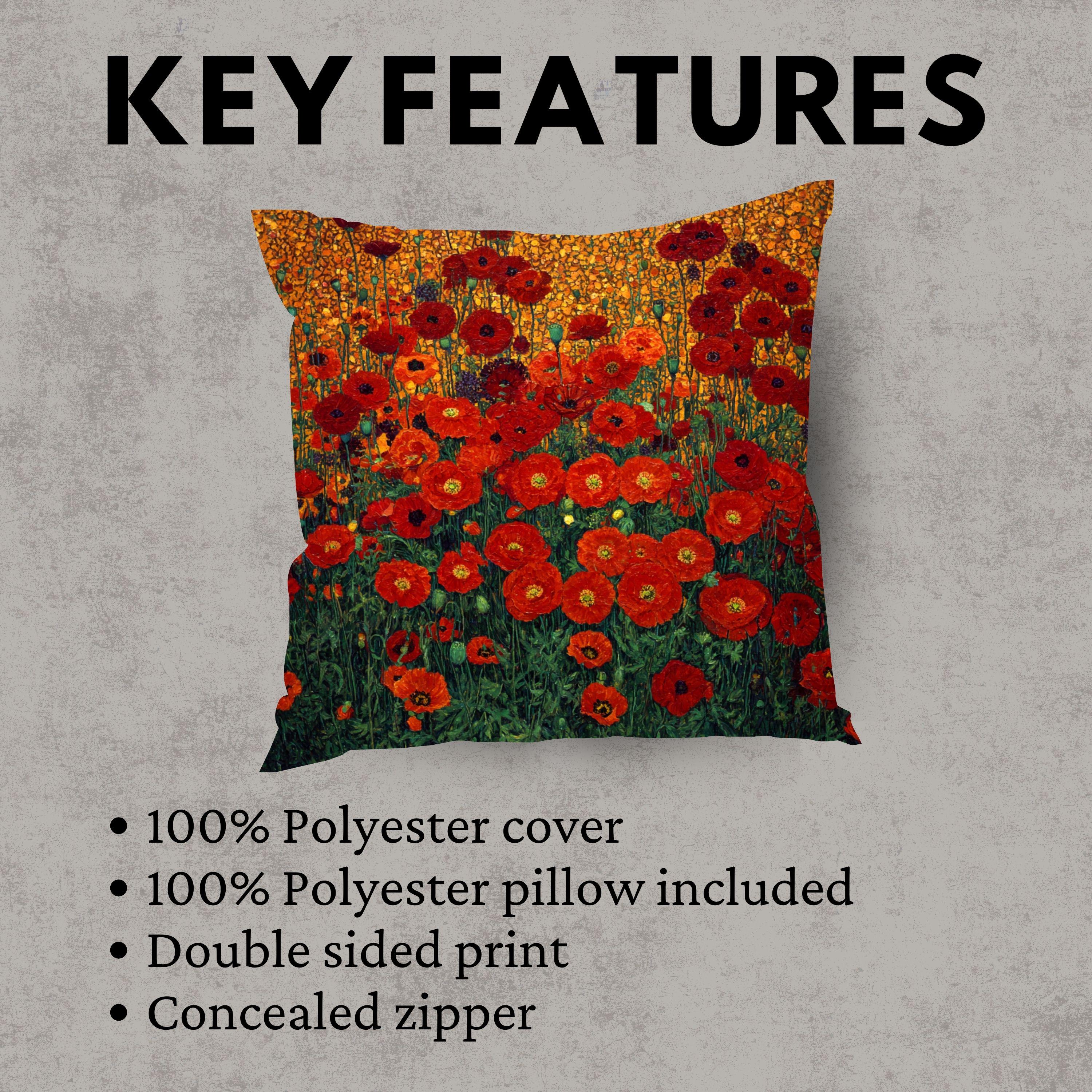Red Poppy Throw Pillow, Vintage Floral Cushion Cover, Bold Botanical Flower Pillowcase, Cottagecore Farmhouse Accent Decor Gift