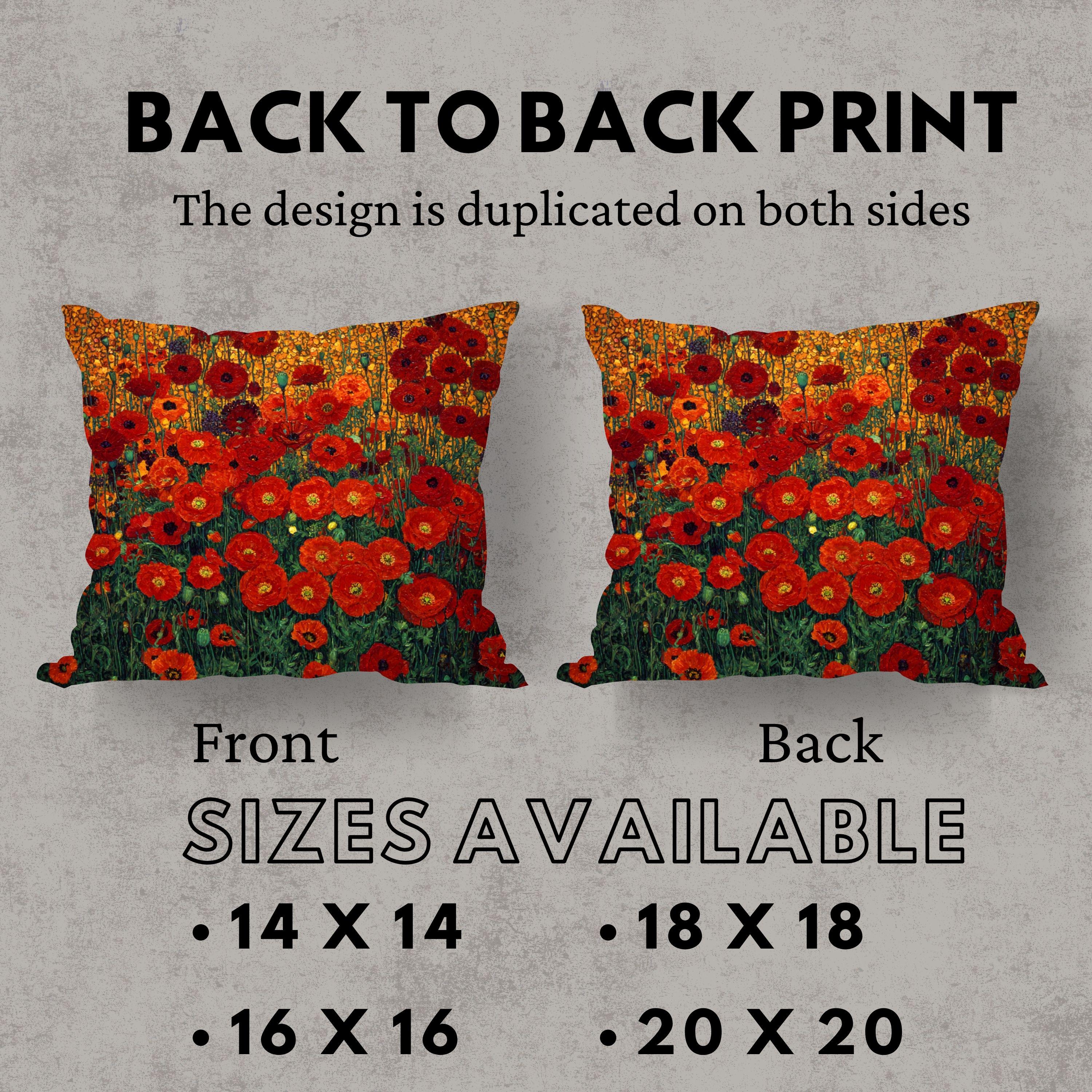 Red Poppy Throw Pillow, Vintage Floral Cushion Cover, Bold Botanical Flower Pillowcase, Cottagecore Farmhouse Accent Decor Gift