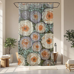 Cottage Garden Shower Curtain, Soft Floral Bathroom Decor, Vintage Botanical Bath Panel, Rustic Flower Curtain Gift