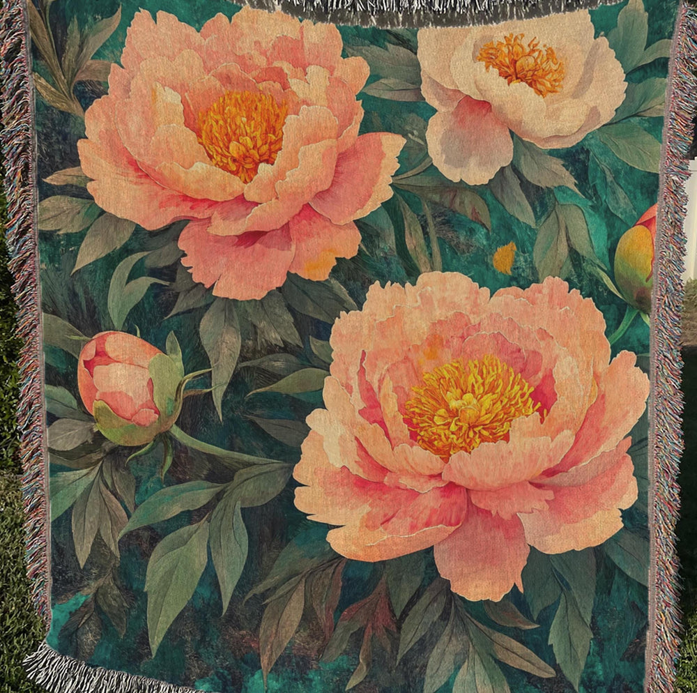 Vintage Floral Blanket Couch, Cozy Picnic Blanket, William Morris Inspired Blanket, Woven Cotton Blanket, Living Room Throw Blanket