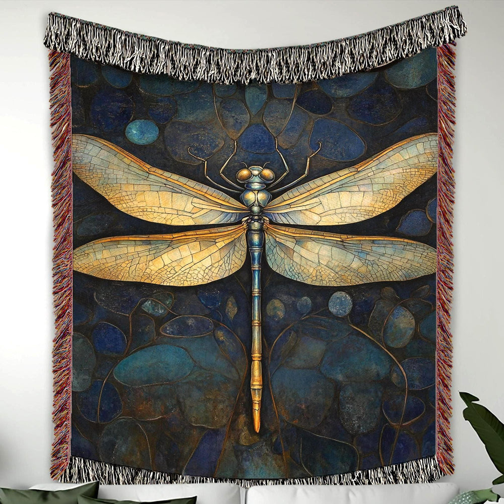 Dragonfly Throw Blanket Couch, Mystical Bed Blanket, William Morris Inspired Blanket, Picnic Blanket, Woven Cotton Blanket, Cozy Blanket