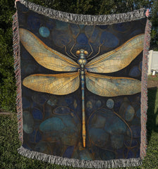 Dragonfly Throw Blanket Couch, Mystical Bed Blanket, William Morris Inspired Blanket, Picnic Blanket, Woven Cotton Blanket, Cozy Blanket