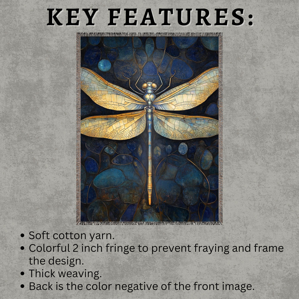 Dragonfly Throw Blanket Couch, Mystical Bed Blanket, William Morris Inspired Blanket, Picnic Blanket, Woven Cotton Blanket, Cozy Blanket