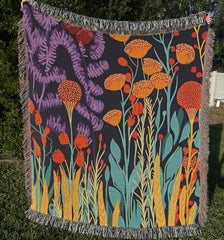Wildflower Woven Blanket Throw, Floral Throw Blanket, Picnic Blanket, Living Room Couch Blanket, Botanical William Morris Inspired Blanket