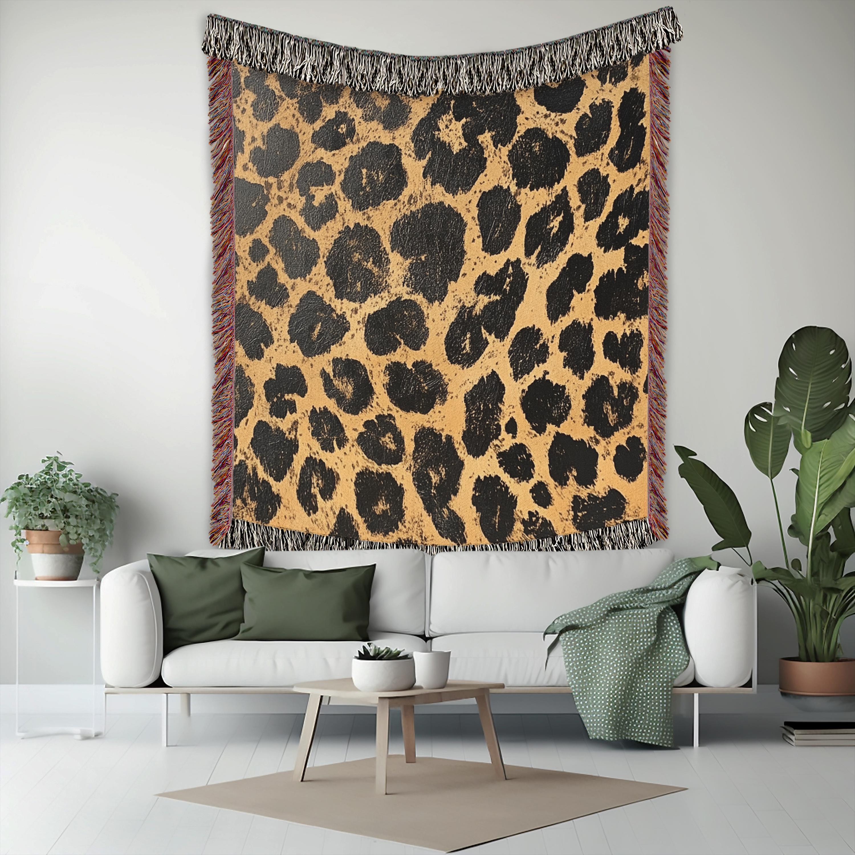 Leopard Print Throw Blanket, Animal Pattern Picnic Blanket, Vintage Blanket Living Room Couch Blanket, Nature-Inspired Blanket, Cozy Blanket