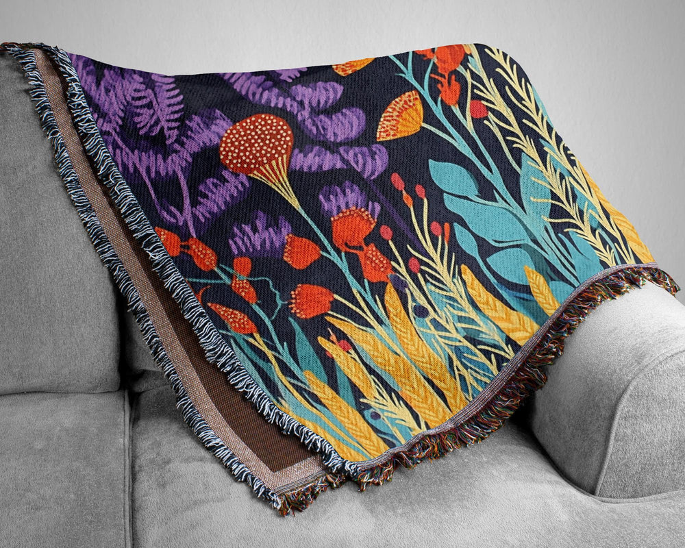 Wildflower Woven Blanket Throw, Floral Throw Blanket, Picnic Blanket, Living Room Couch Blanket, Botanical William Morris Inspired Blanket