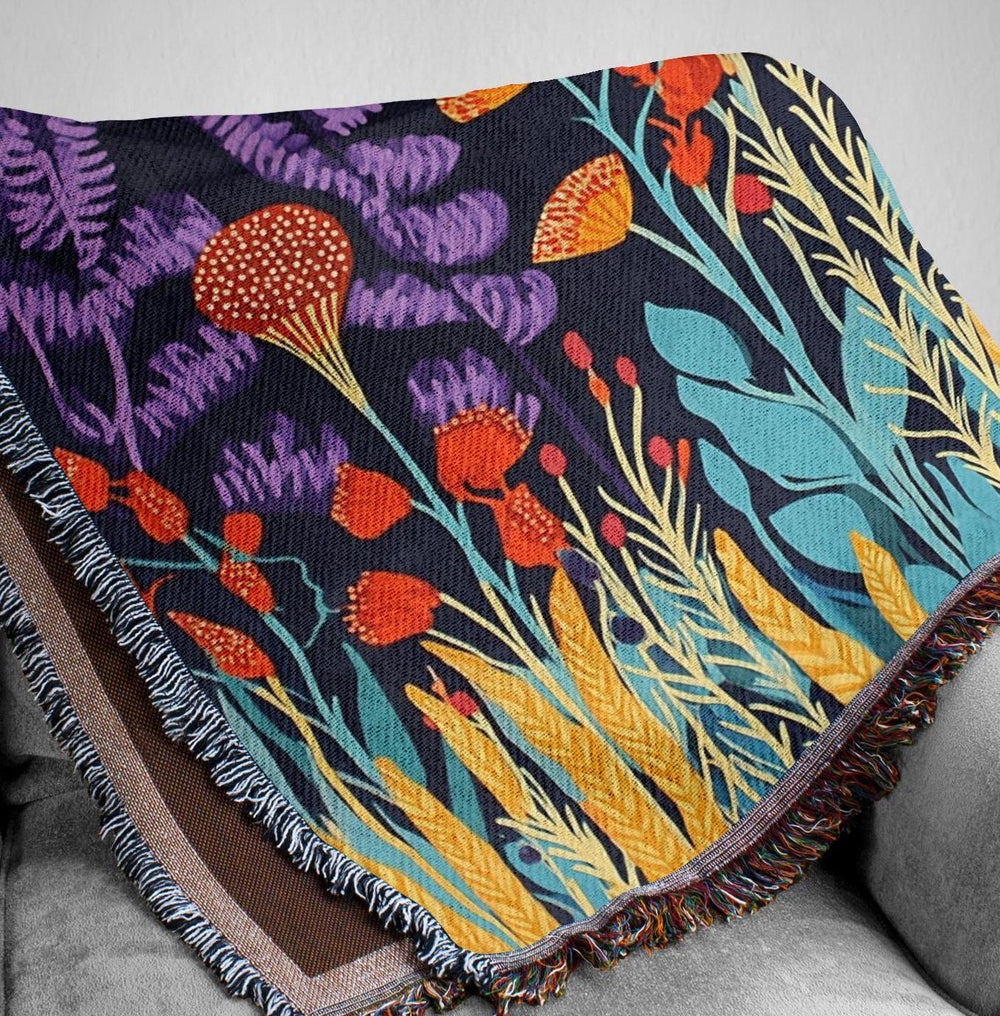 Wildflower Woven Blanket Throw, Floral Throw Blanket, Picnic Blanket, Living Room Couch Blanket, Botanical William Morris Inspired Blanket