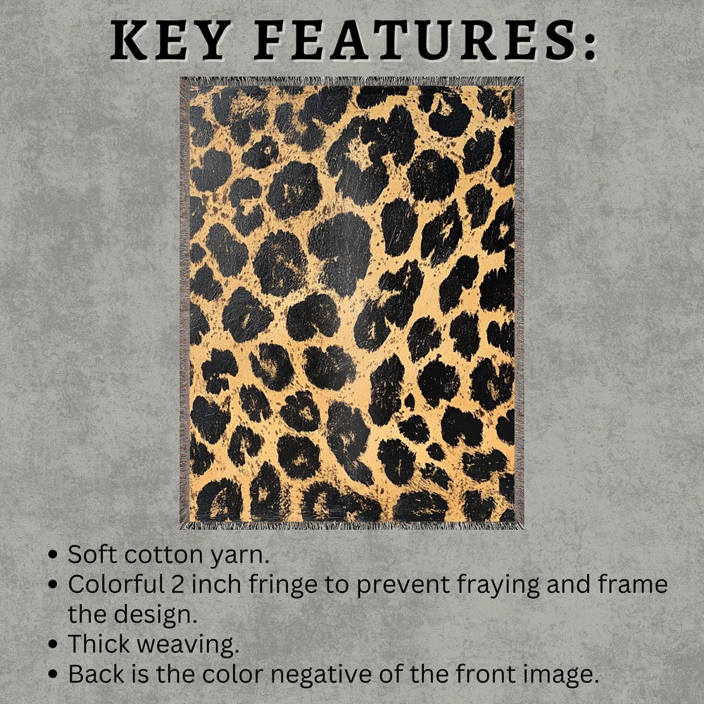 Leopard Print Throw Blanket, Animal Pattern Picnic Blanket, Vintage Blanket Living Room Couch Blanket, Nature-Inspired Blanket, Cozy Blanket