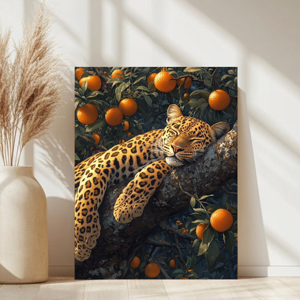 Leopard Wall Art, Botanical Jungle Wildlife Framed Canvas, Vintage Animal Home Decor, William Morris Style Artwork, Safari Lover Gift
