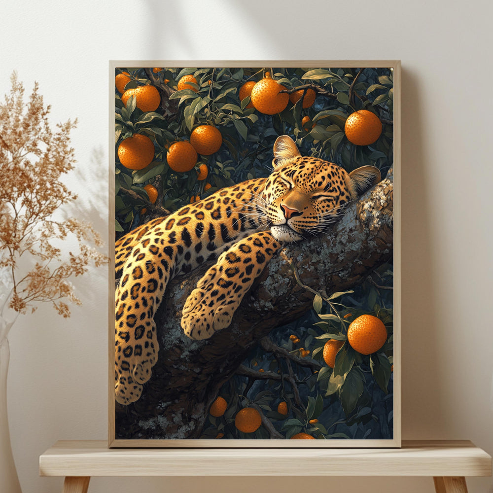 Leopard Wall Art, Botanical Jungle Wildlife Framed Canvas, Vintage Animal Home Decor, William Morris Style Artwork, Safari Lover Gift