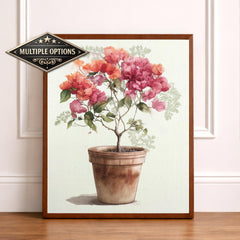 Bougainvillea Plant Wall Art Canvas, Potted Floral Wall Decor, Mediterranean Plant Wall Art Print, Kitchen Shelf Wall Decor Canvas