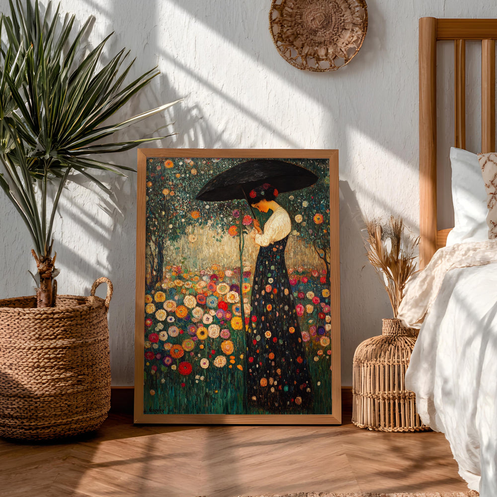Floral Garden Wall Art, Romantic Woman Portrait Print, Vintage Inspired Framed Canvas, Cottage Botanical Home Decor, Elegant Bloom Accent