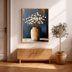 Neutral Floral Wall Art, Rustic Vase Flower Canvas Print, Minimal Botanical Framed Artwork, Farmhouse Gift Home Decor