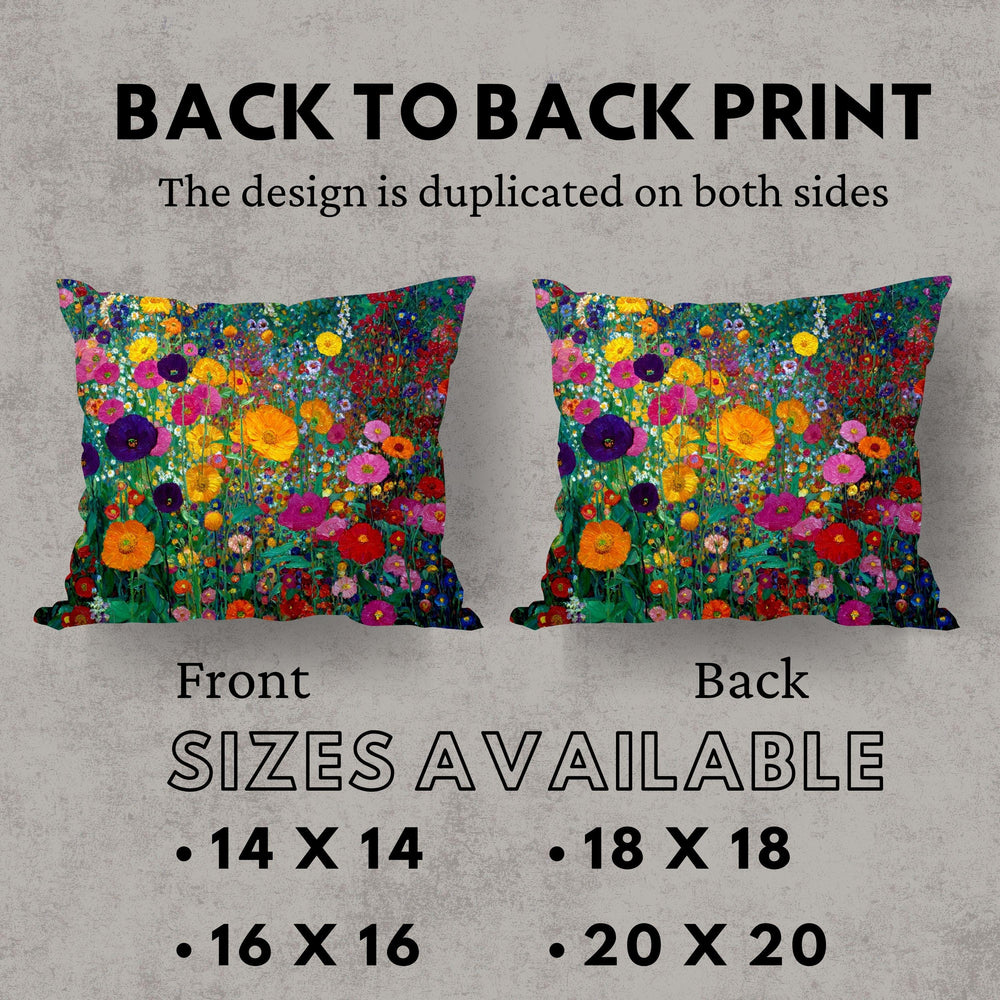Wildflower Throw Pillow, Bright Floral Cushion Cover, Botanical Garden Pillowcase, Cottagecore Farmhouse Decor Accent
