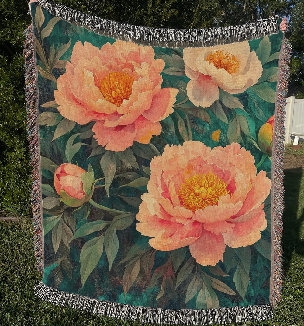 Vintage Floral Blanket Couch, Cozy Picnic Blanket, William Morris Inspired Blanket, Woven Cotton Blanket, Living Room Throw Blanket