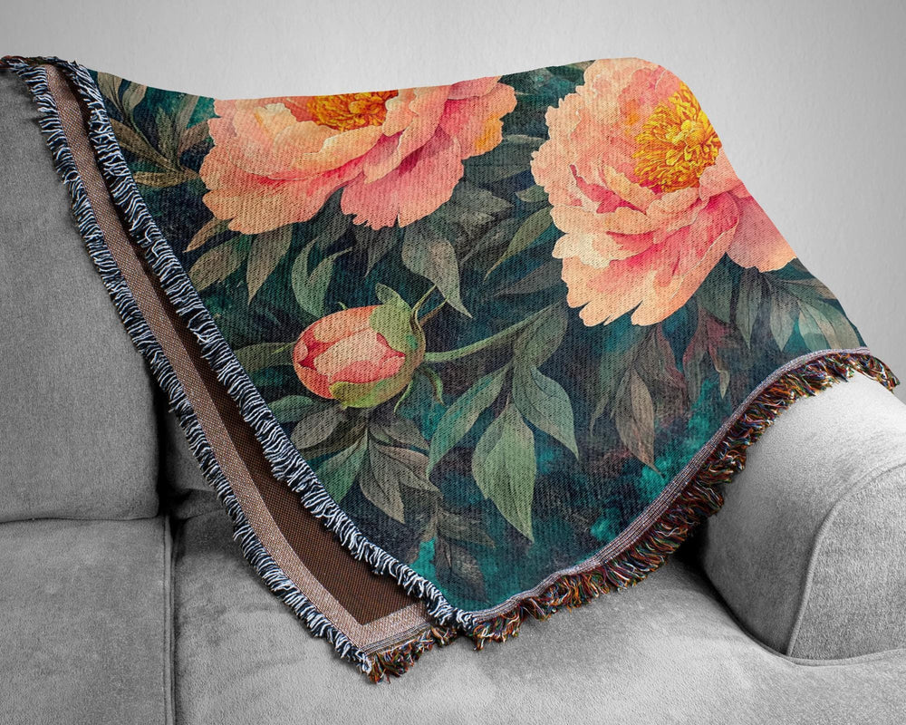 Vintage Floral Blanket Couch, Cozy Picnic Blanket, William Morris Inspired Blanket, Woven Cotton Blanket, Living Room Throw Blanket