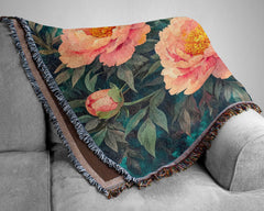 Vintage Floral Blanket Couch, Cozy Picnic Blanket, William Morris Inspired Blanket, Woven Cotton Blanket, Living Room Throw Blanket