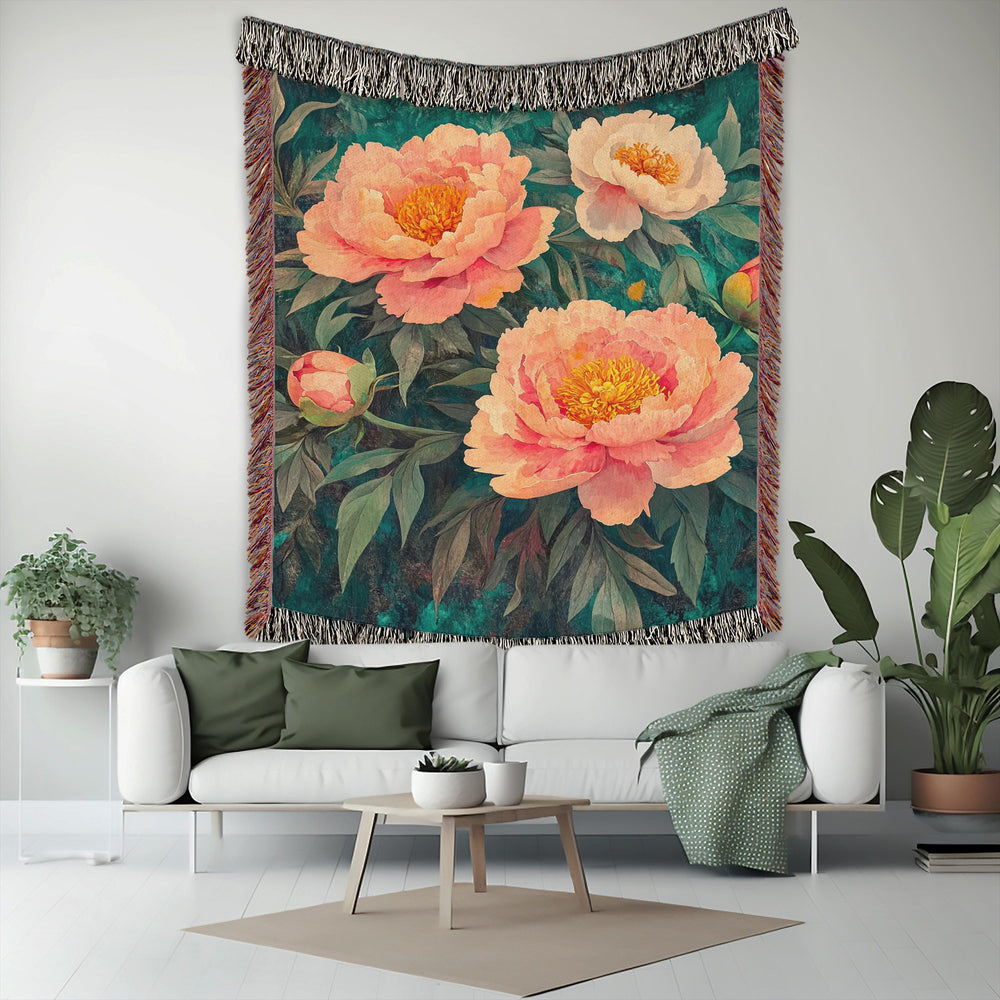 Vintage Floral Blanket Couch, Cozy Picnic Blanket, William Morris Inspired Blanket, Woven Cotton Blanket, Living Room Throw Blanket