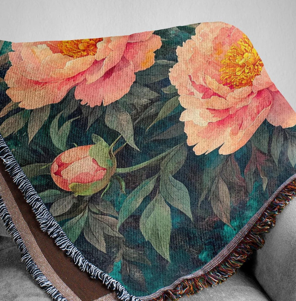 Vintage Floral Blanket Couch, Cozy Picnic Blanket, William Morris Inspired Blanket, Woven Cotton Blanket, Living Room Throw Blanket