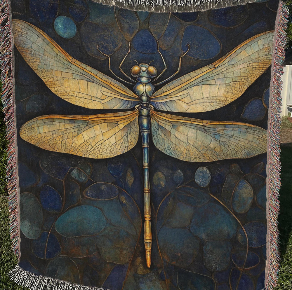 Dragonfly Throw Blanket Couch, Mystical Bed Blanket, William Morris Inspired Blanket, Picnic Blanket, Woven Cotton Blanket, Cozy Blanket