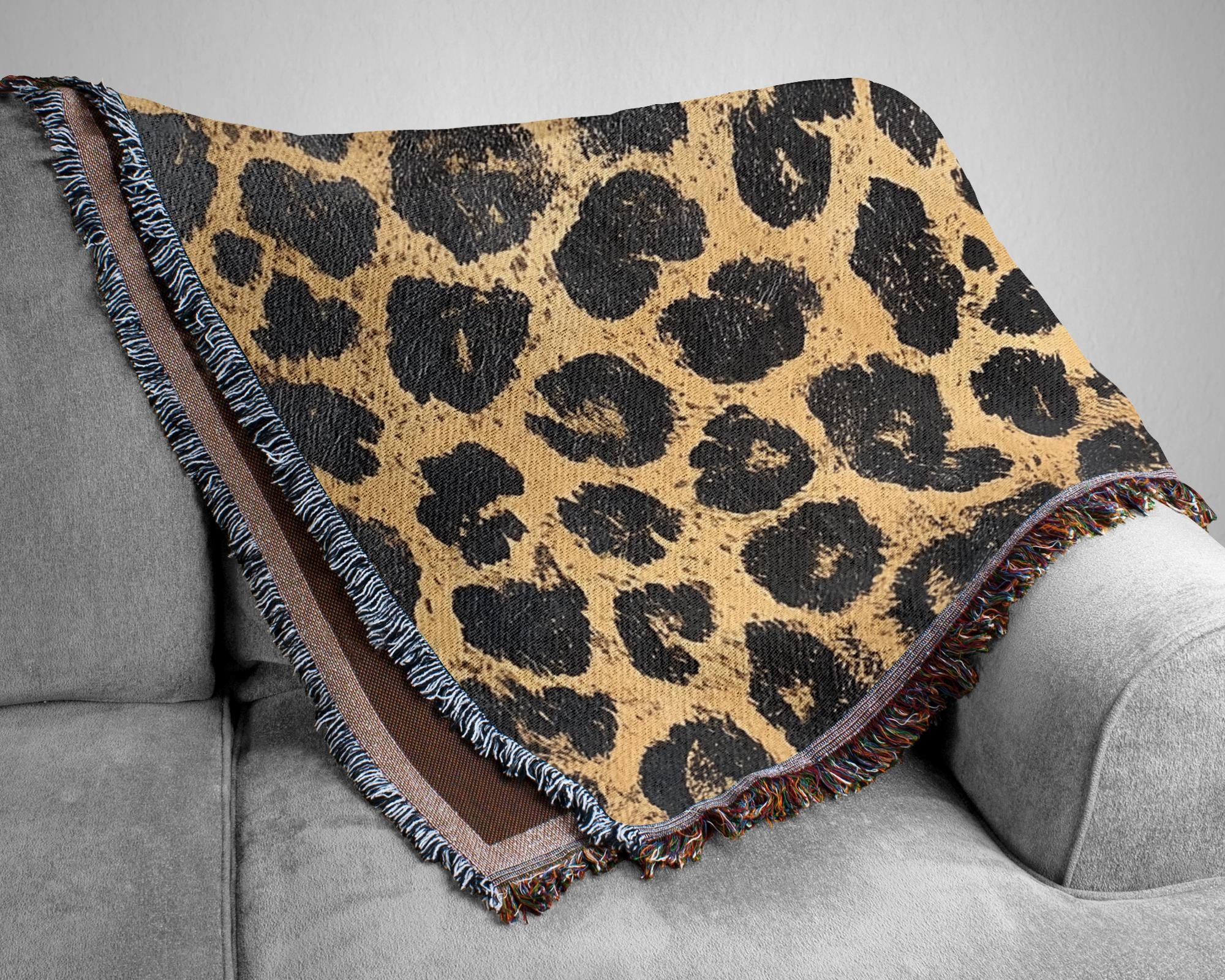 Leopard Print Throw Blanket, Animal Pattern Picnic Blanket, Vintage Blanket Living Room Couch Blanket, Nature-Inspired Blanket, Cozy Blanket