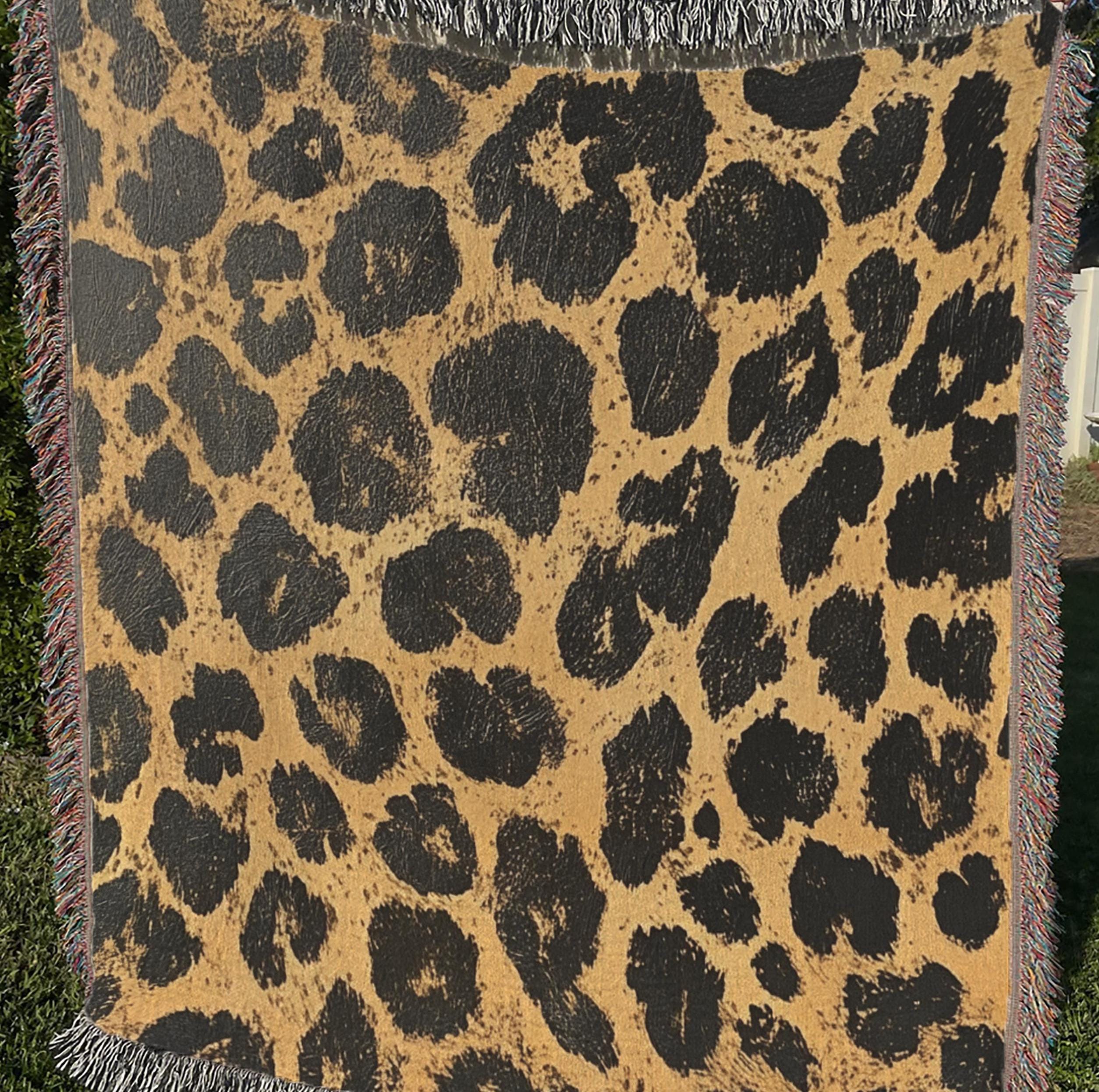 Leopard Print Throw Blanket, Animal Pattern Picnic Blanket, Vintage Blanket Living Room Couch Blanket, Nature-Inspired Blanket, Cozy Blanket