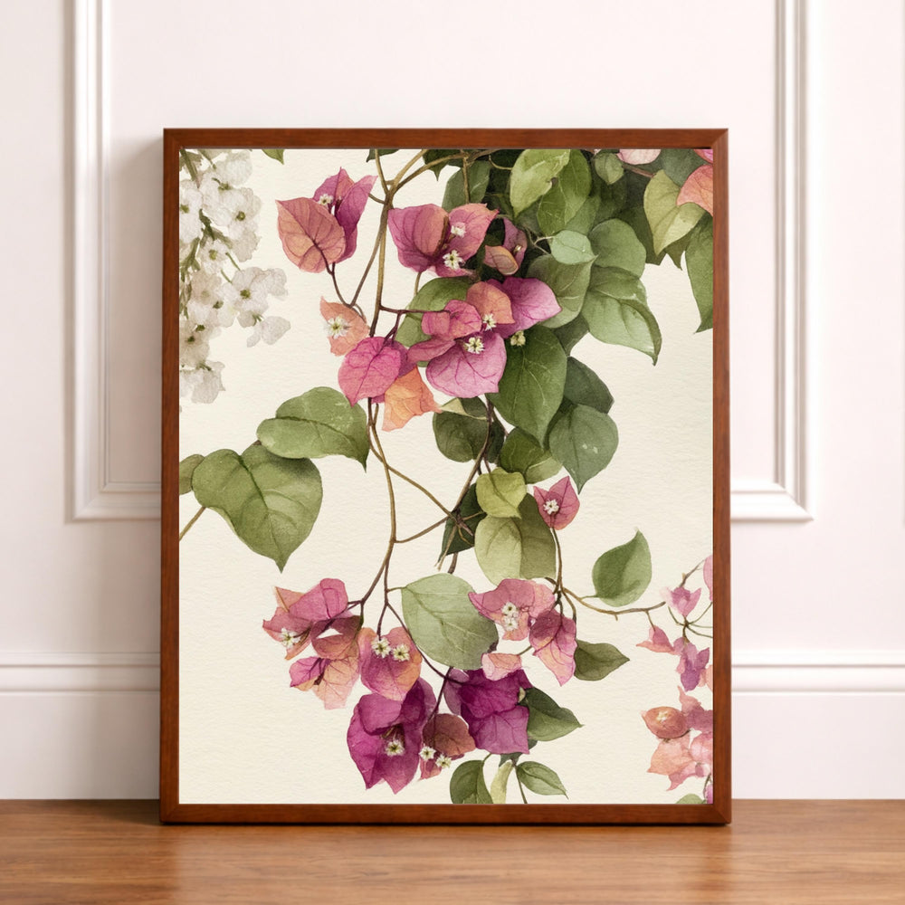 Bougainvillea Wall Art Canvas, Fuchsia Floral Wall Decor, Mediterranean Wall Art Print, Coastal Patio Wall Decor, Flower Canvas Art