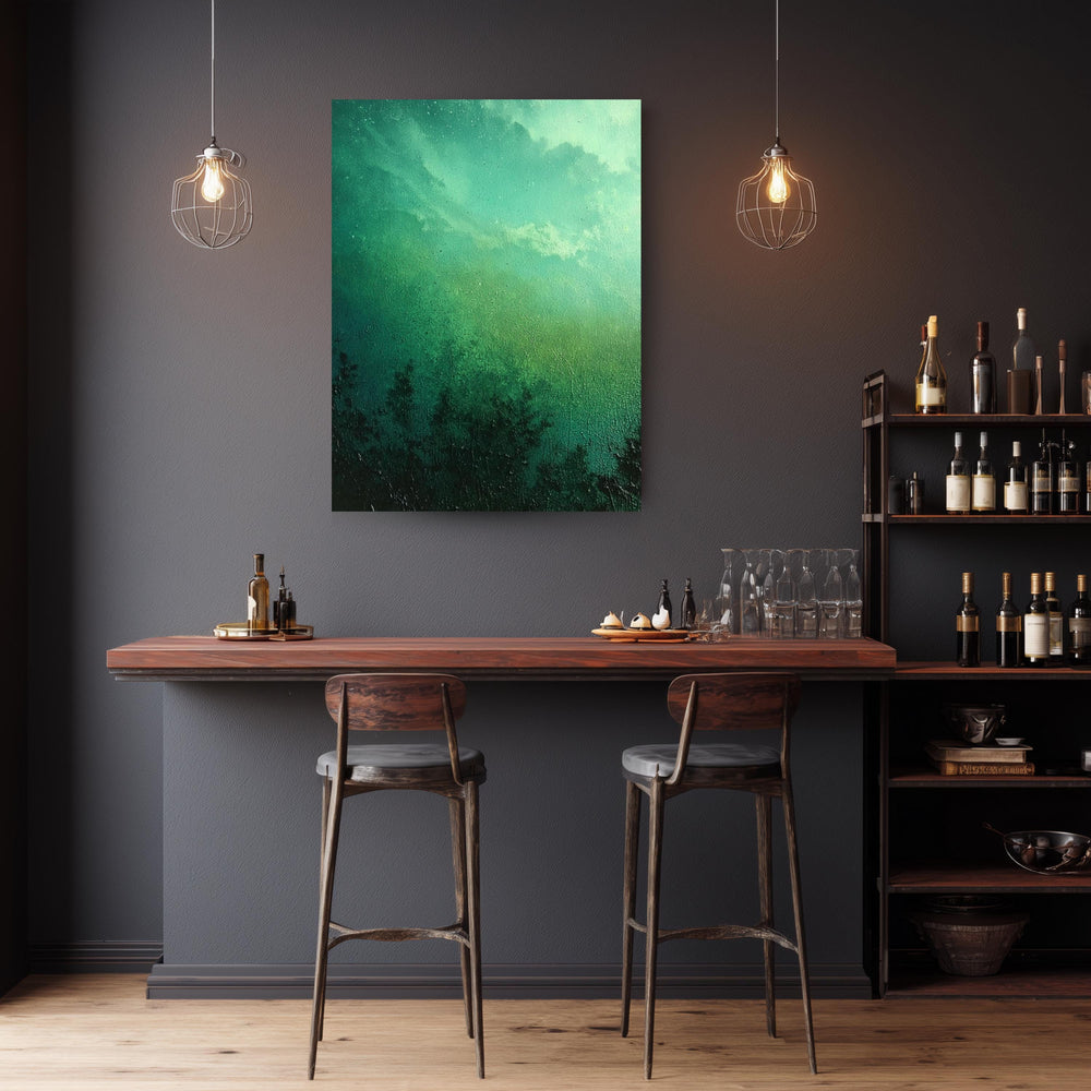 Green Abstract Wall Art, Moody Nature Landscape Print, Forest Inspired Artwork, Dark Green Decor, Minimalist Nature Framed Canvas