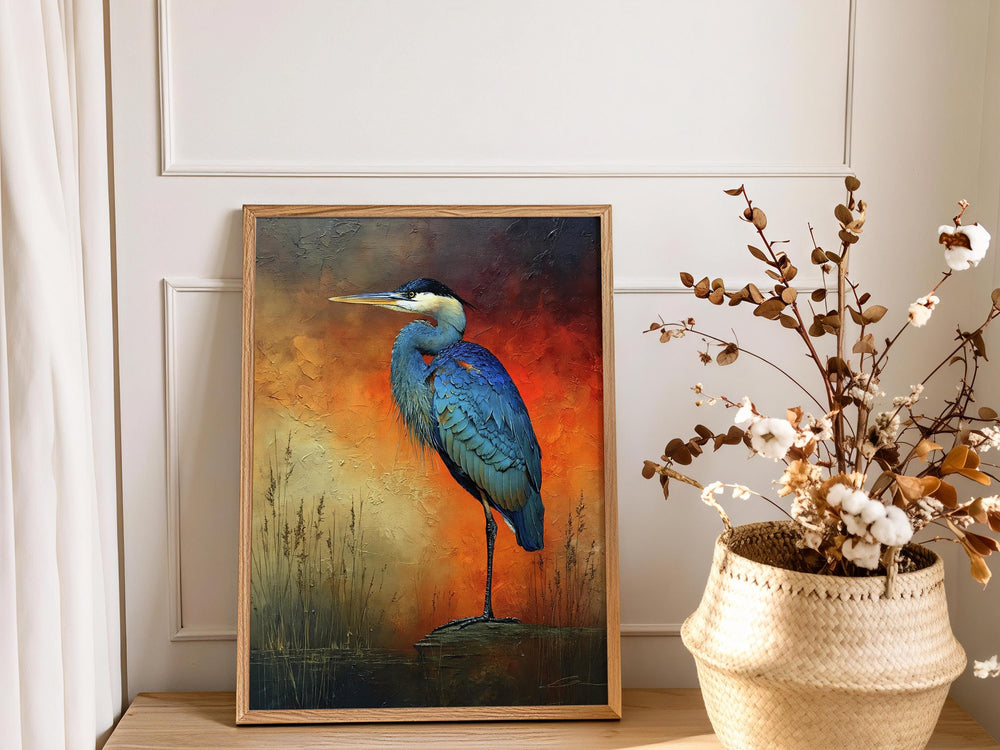 Coastal Heron Canvas Wall Art, Rustic Wildlife Print, Nautical Home Decor, Nature Heron Print