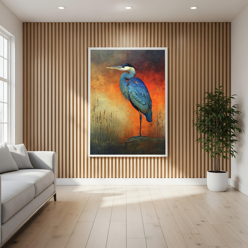 Coastal Heron Canvas Wall Art, Rustic Wildlife Print, Nautical Home Decor, Nature Heron Print