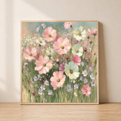Lavender Basket Wall Art, Impressionist Cottage Floral Print, Rustic French Country Canvas, Soft Pastel Garden Artwork, Farmhouse Home Decor