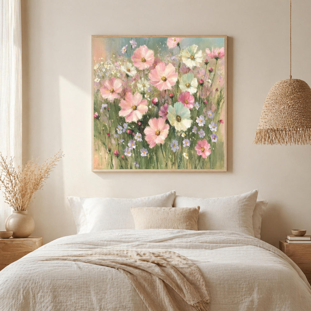 Lavender Basket Wall Art, Impressionist Cottage Floral Print, Rustic French Country Canvas, Soft Pastel Garden Artwork, Farmhouse Home Decor