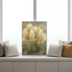Pampas Grass Wall Art Canvas, Neutral Botanical Print, Beige Boho Decor, Soft Landscape Wall Art, Modern Farmhouse Neutral Wall Art