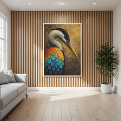 Vibrant Colors Heron Canvas Wall Art, Coastal Bird Decor, Heron Abstract Print
