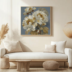 Vintage Peony Wall Art, Rustic Floral Canvas Print, Cottagecore Flower Decor, Antique Botanical Artwork, French Country Home Accent