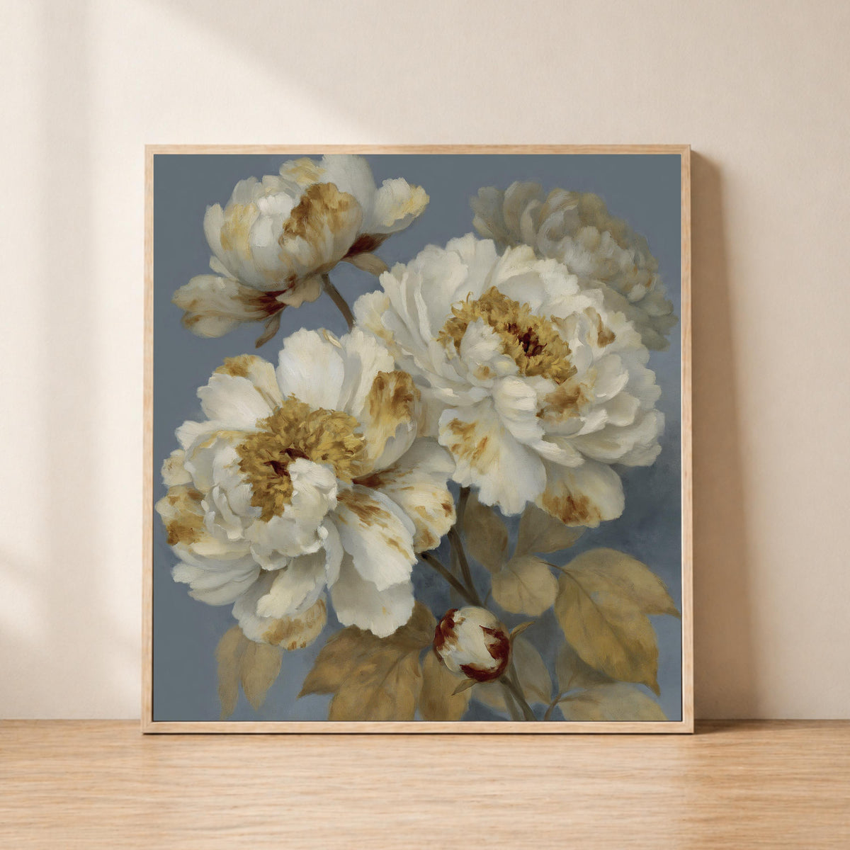 Vintage Peony Wall Art, Rustic Floral Canvas Print, Cottagecore Flower Decor, Antique Botanical Artwork, French Country Home Accent