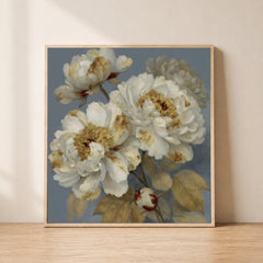 Vintage Peony Wall Art, Rustic Floral Canvas Print, Cottagecore Flower Decor, Antique Botanical Artwork, French Country Home Accent