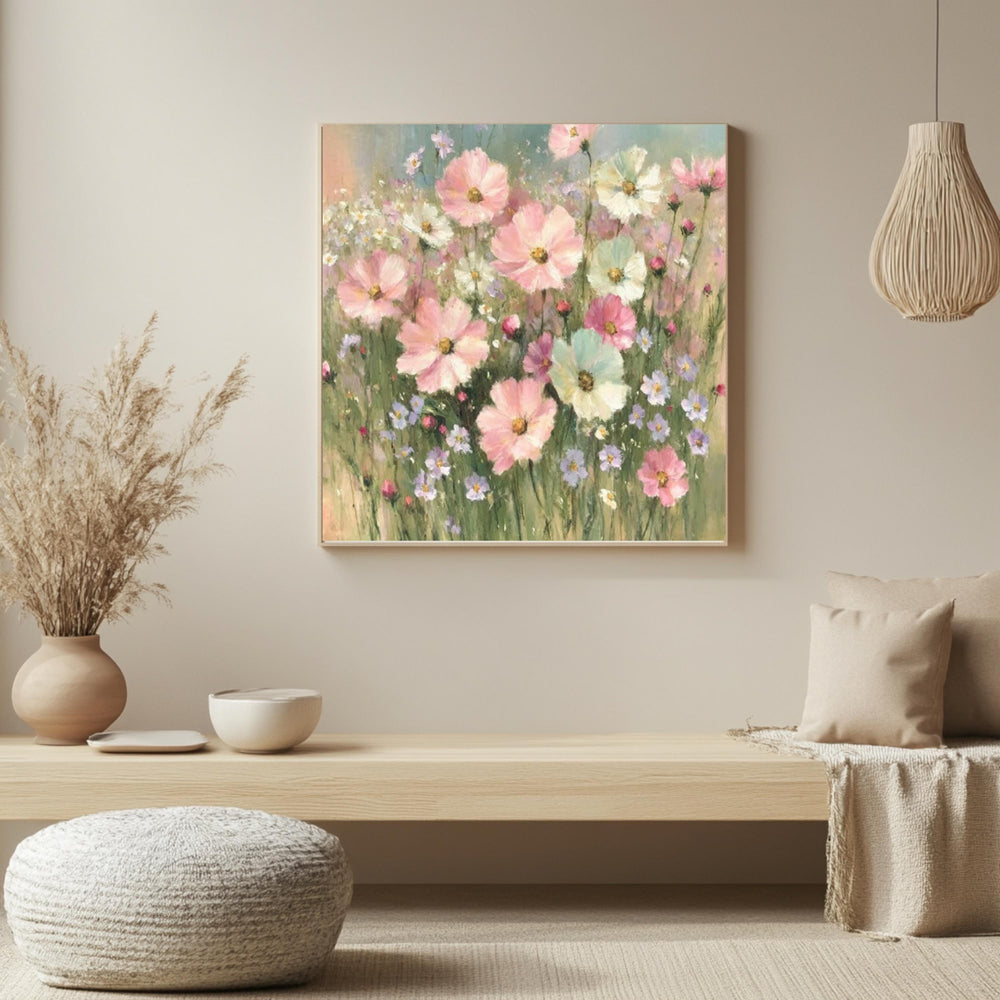 Lavender Basket Wall Art, Impressionist Cottage Floral Print, Rustic French Country Canvas, Soft Pastel Garden Artwork, Farmhouse Home Decor