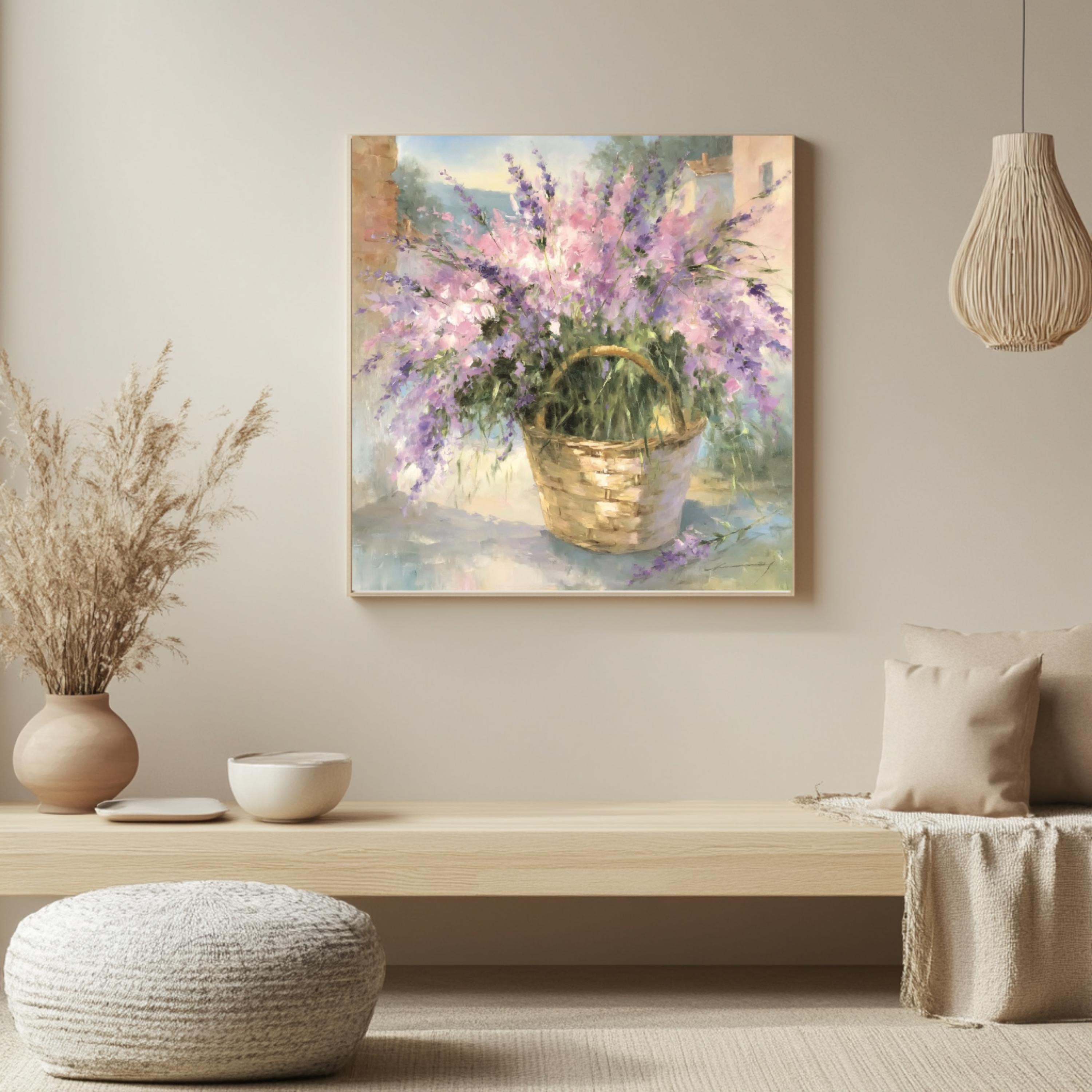 Pastel Wildflower Wall Art, Impressionist Garden Print, Cottagecore Floral Framed Canvas, Soft Meadow Artwork, Rustic Spring Home Decor